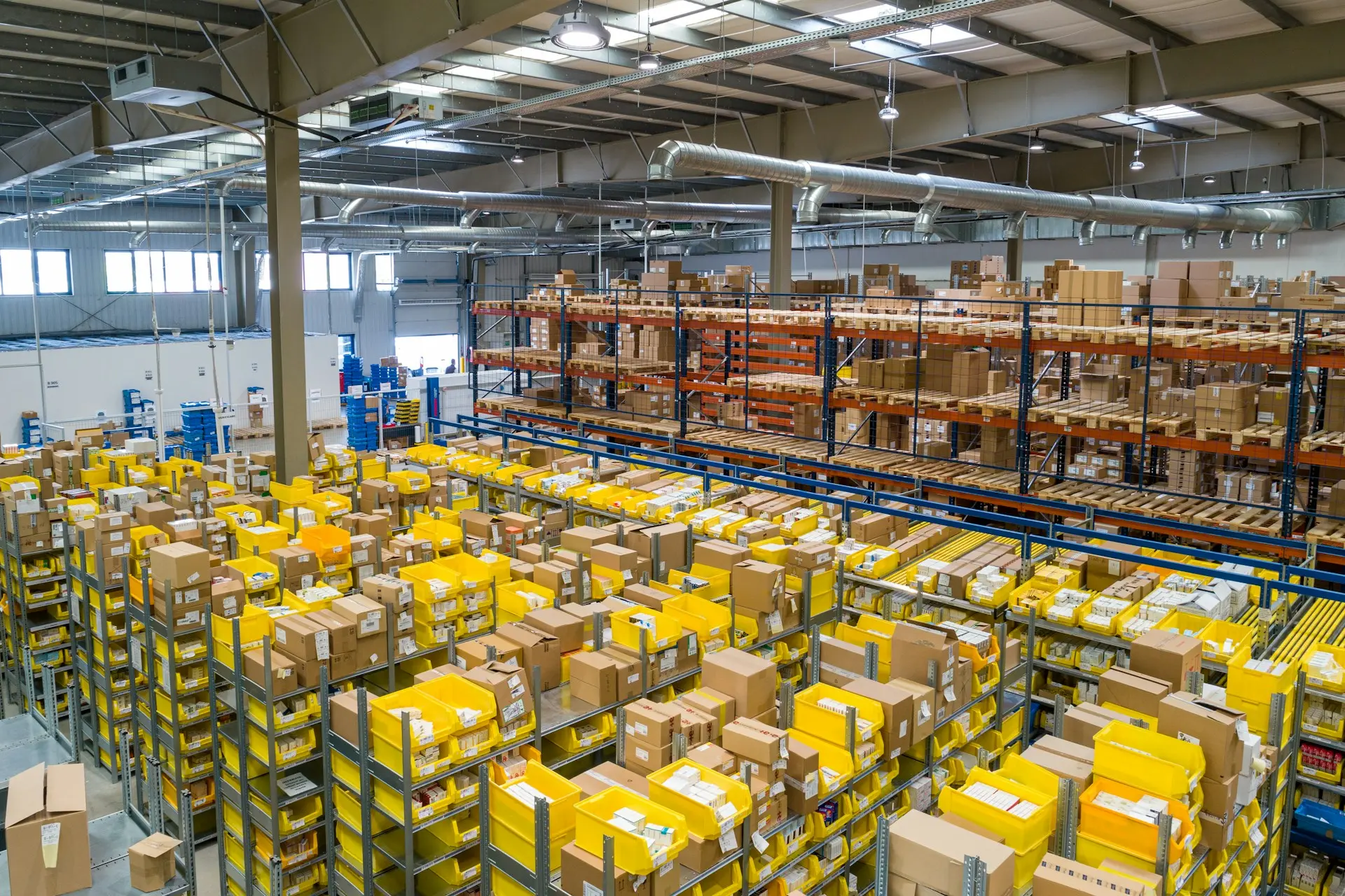 Logistics warehouse with packages